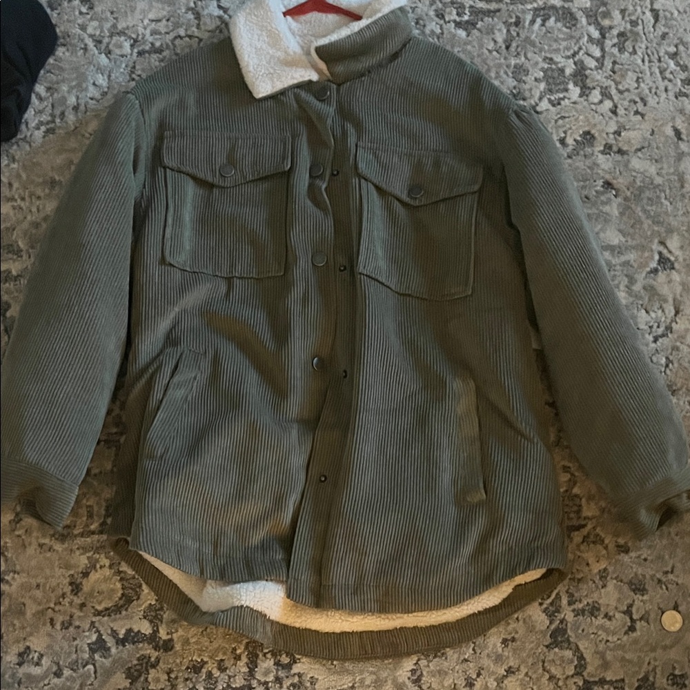 26 International Olive Green Corduroy Sherpa-Lined Jacket